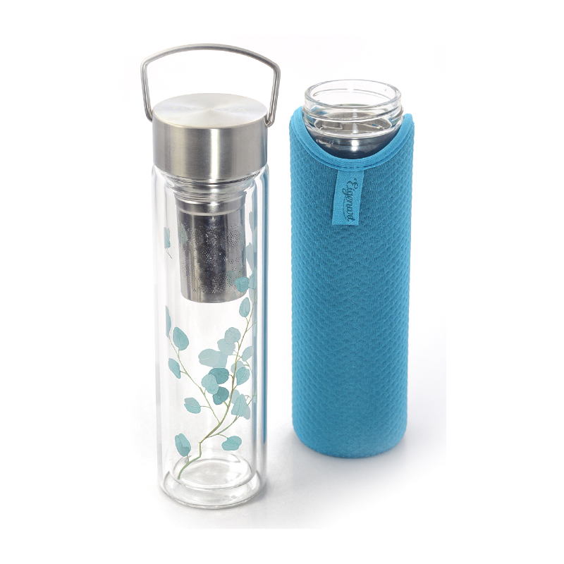 Thermos en verre double paroi avec infuseur Flowtea Tropic Summer - 40 cl -  Accessoires pour thés/Contenants isothermes - MesÉpices.com