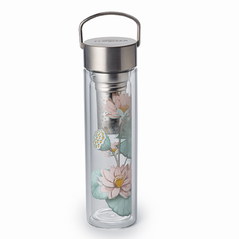 THERMOS VERRE ROUGE FLEUR 35CL