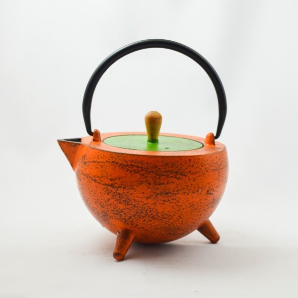 Théière en fonte 1L - orange et vert